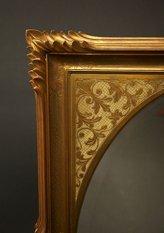 Early 1960s Decorative Gold-Leaf Wall Mirror In Excellent Condition In New Rochelle, NY