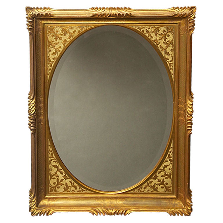 Early 1960s Decorative Gold-Leaf Wall Mirror