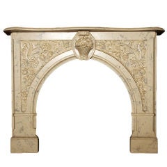 Vintage Faux-Marble Fireplace Mantel