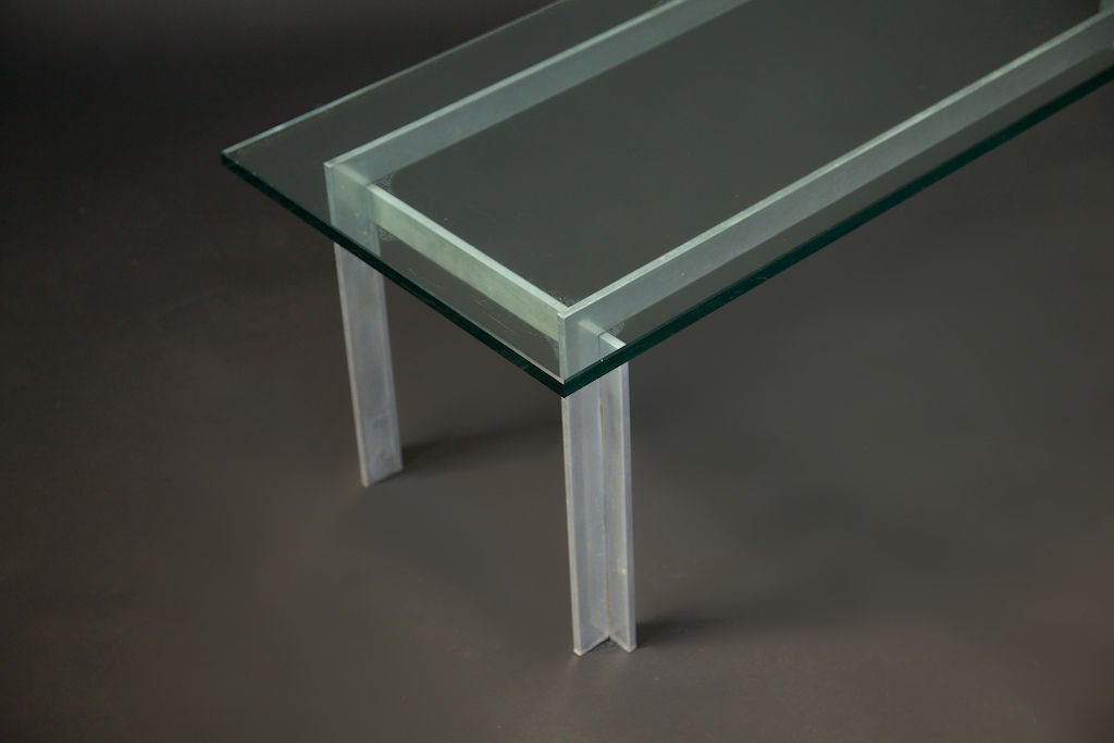 Glass Aluminum Coffee Table after Poul Kjaerholm For Sale