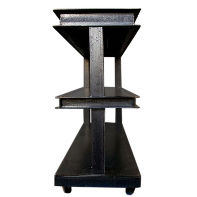 Metal and Wood Industrial Three-Tier Cart
