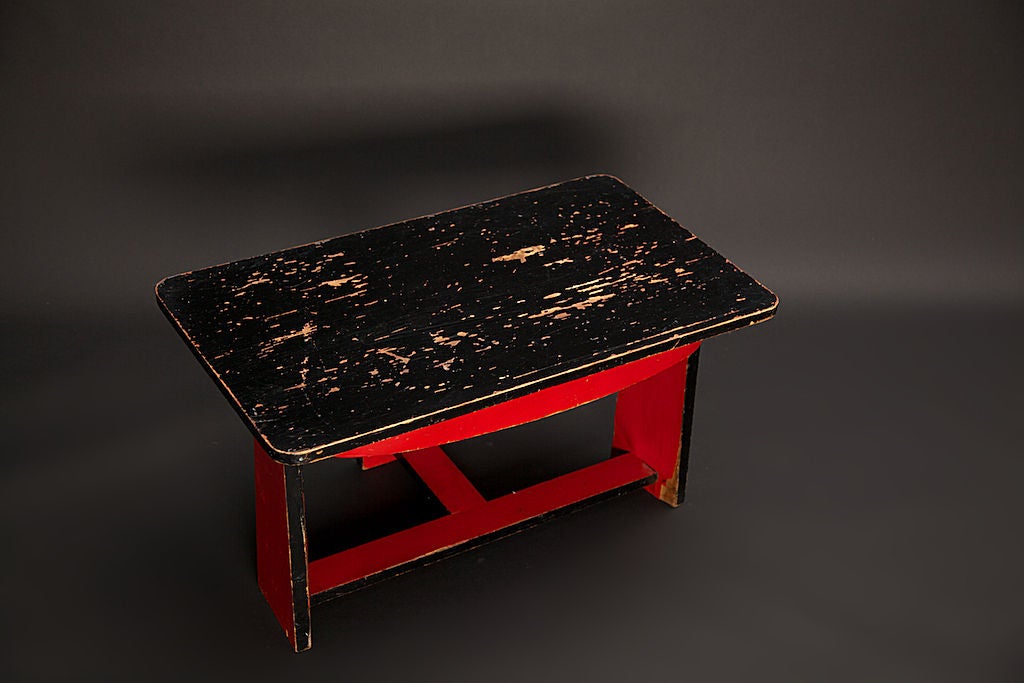 American 1940s Modernist Red and Black Side Table