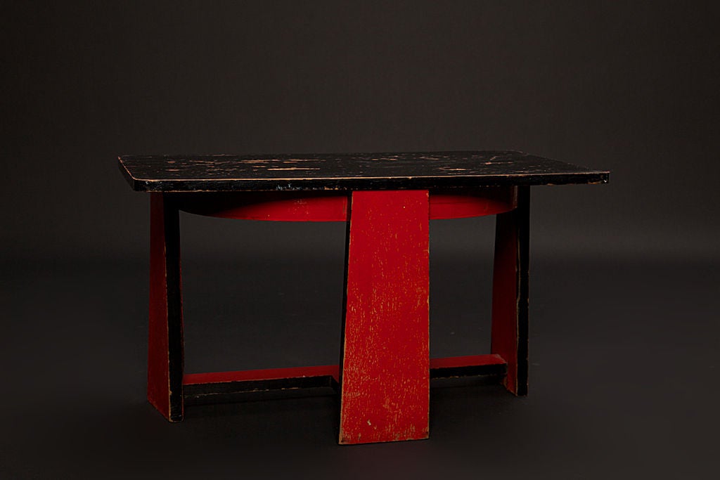 Mid-20th Century 1940s Modernist Red and Black Side Table