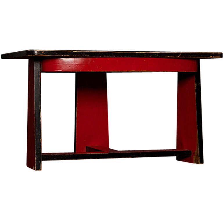 1940s Modernist Red and Black Side Table