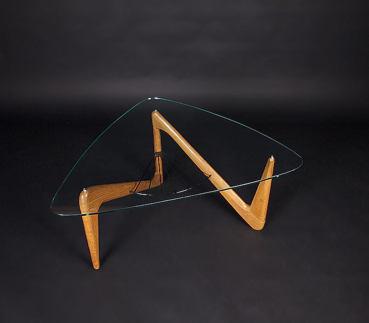 Louis Sognot Coffee Table in Oak and Glass 1