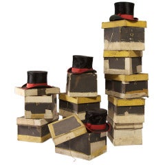 Antique Set of Hats w Hatboxes from King's Hatter Company, Randt, London