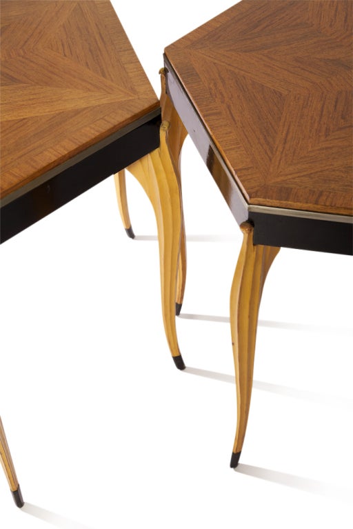 Pair of 1940s Swedish Side Tables with Inlaid Rosewood Parquet Top 4