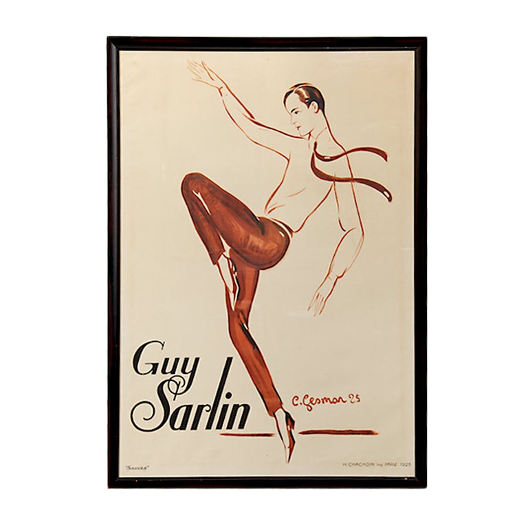 1925 Themed Lithograph, "Guy Sarlin" by Charles Gesmar For Sale