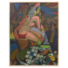 Vintage Cubist "Nightclub" Painting