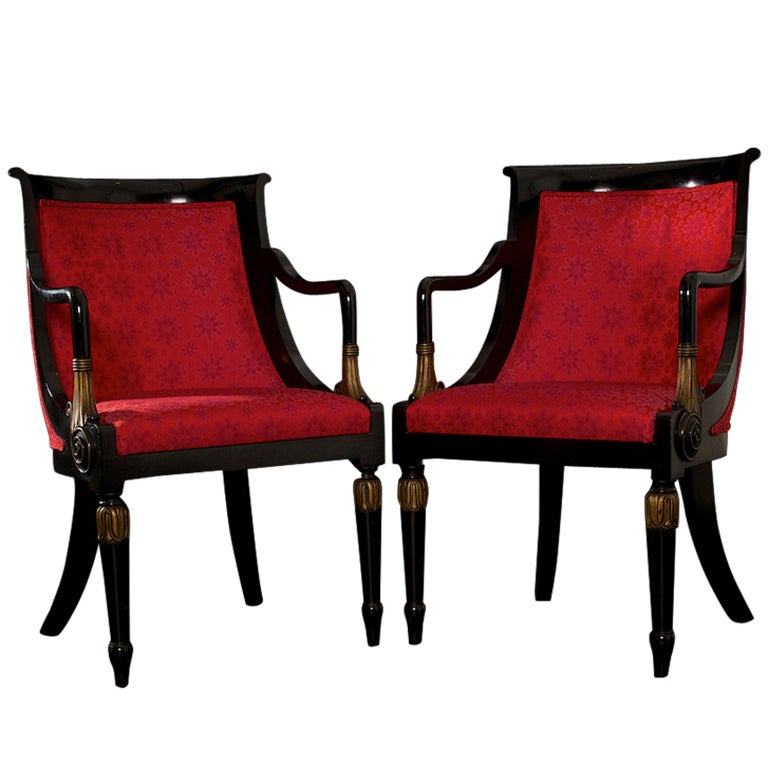 Pair of Lacquered Neoclassical Side Chairs