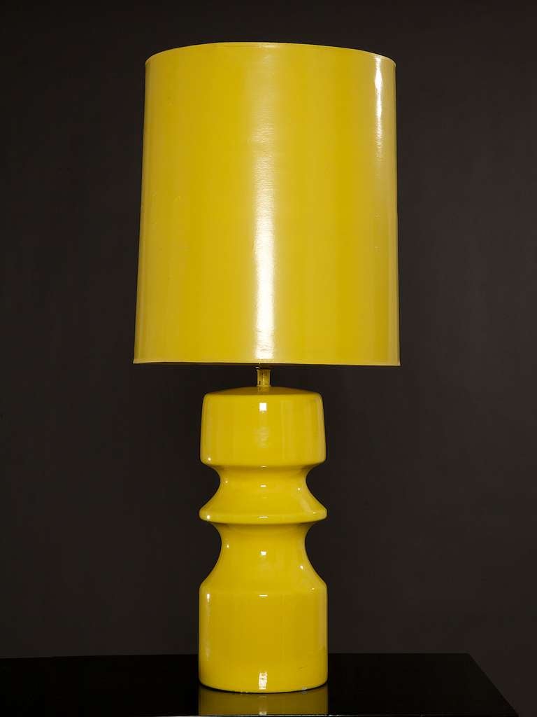 1970's Italian Pop Yellow Lamp with Original Shade