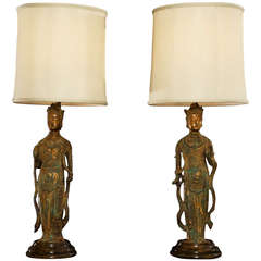 Buddha Lamps in the Style of James Mont