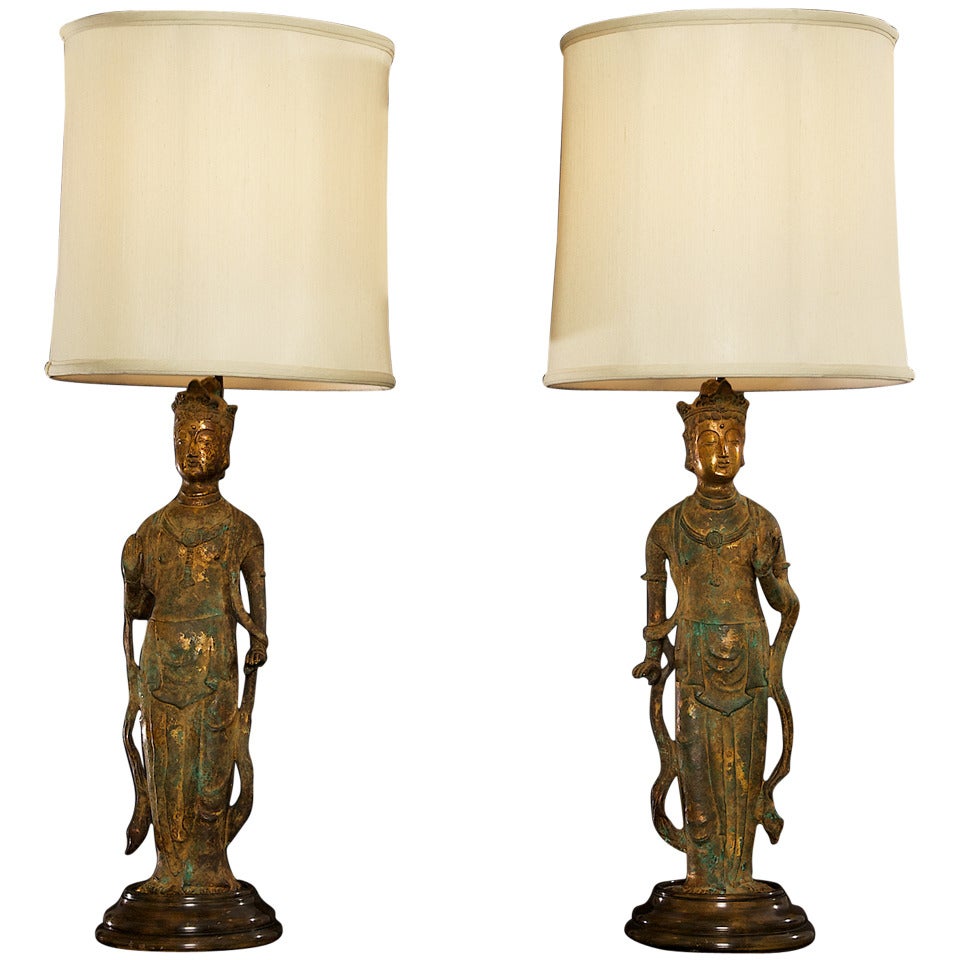 Buddha Lamps in the Style of James Mont For Sale