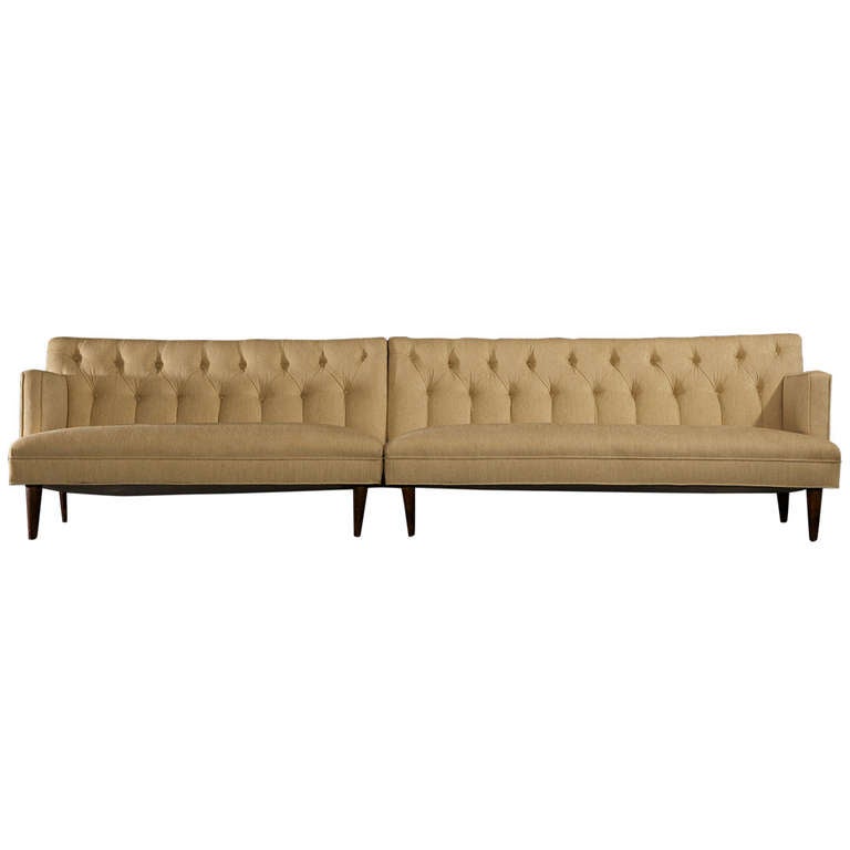 TwoPiece Tufted Sofas, circa 1960s, in the Spirit of Dunbar For Sale at 1stDibs
