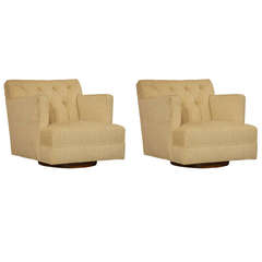 Pair of Tufted Swivel Chairs in the Spirit of Dunbar, circa 1960s 6