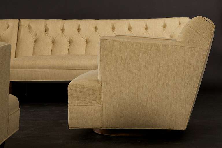 Fabric Two-Piece Tufted Sofas, circa 1960s, in the Spirit of Dunbar