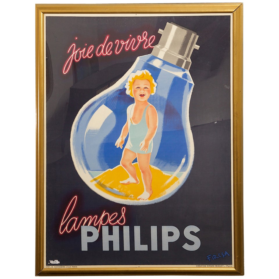 Large Philips Lampes Poster For Sale