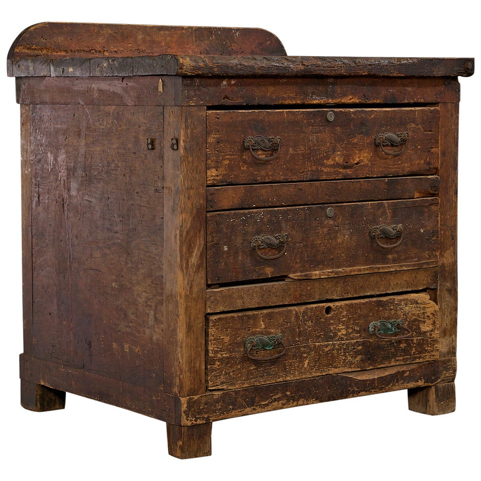 19th Century Chest with Original Hardware and Deep Drawers