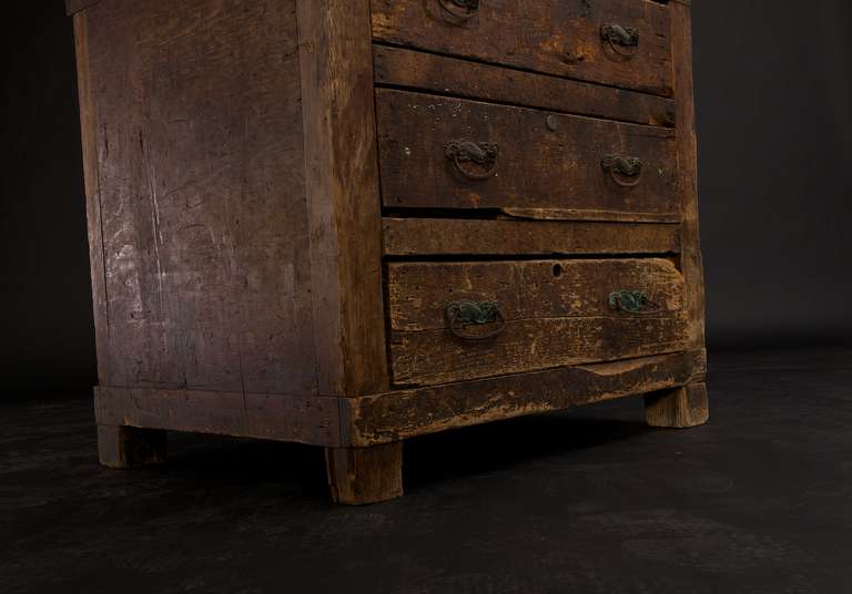 Industrial 19th Century Chest with Original Hardware and Deep Drawers