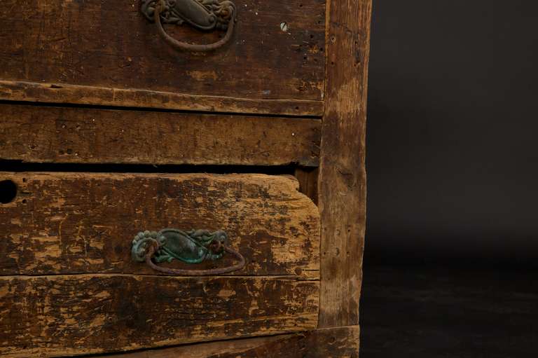Unknown 19th Century Chest with Original Hardware and Deep Drawers