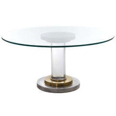 Early 70's Lucite and Brass Dining table by Romeo Rega