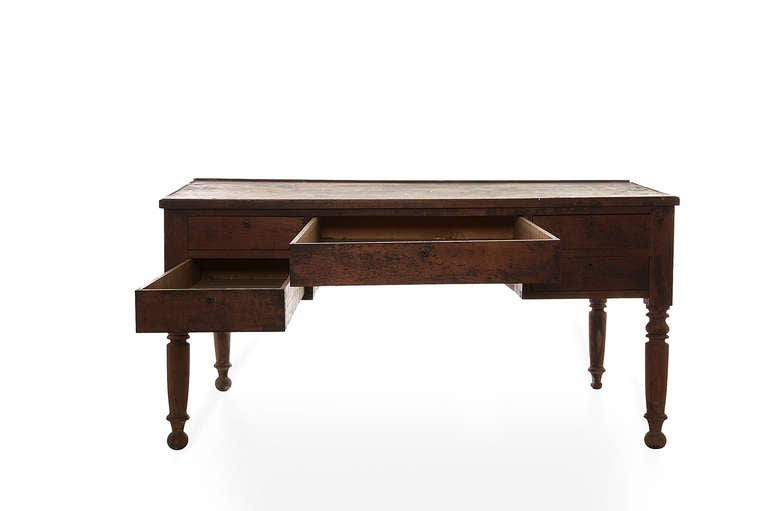 19th Century Five Drawer Wooden Writing Desk 2