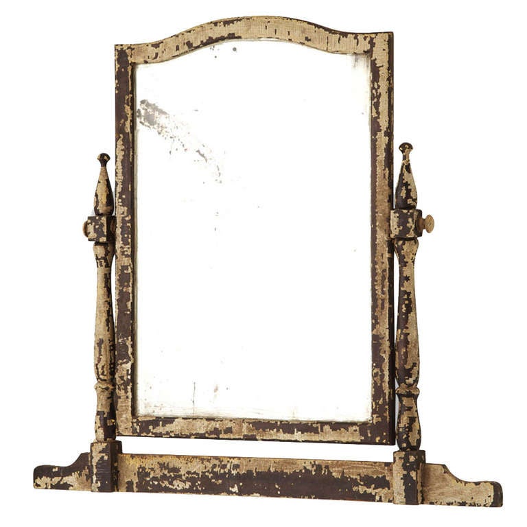 Schwenkbarer weißer bemalter Spiegel aus dem 19. Jahrhundert