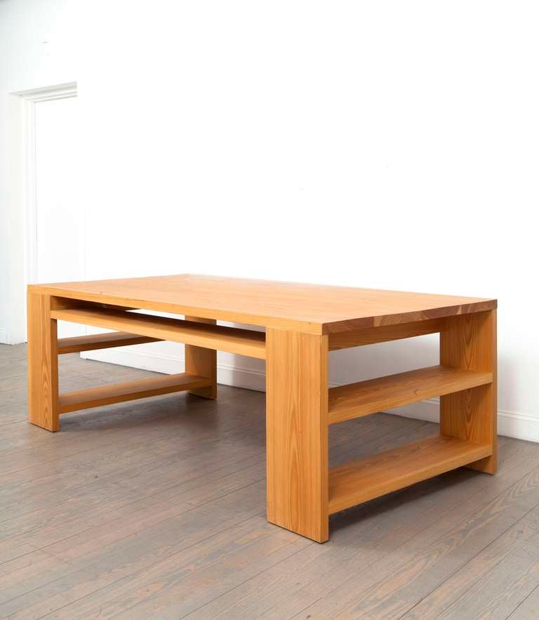  	
This Library Desk in solid cypress by Donald Judd is an iconic example of the wood furniture designs the artist completed in his lifetime. Originally designed for use in his own homes and offices, Judd’s wood and metal furniture is instantly