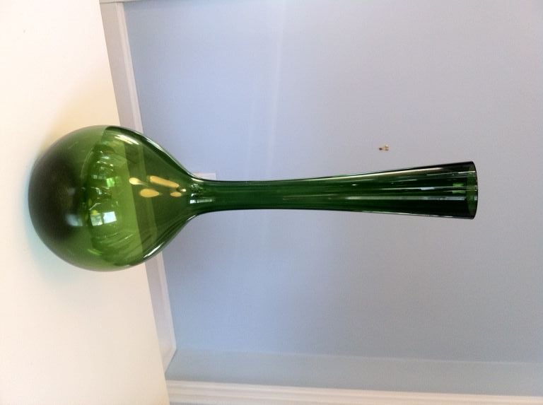 Collection of 7 green Gullaskruf vases:

green vase #1:  19 3/4