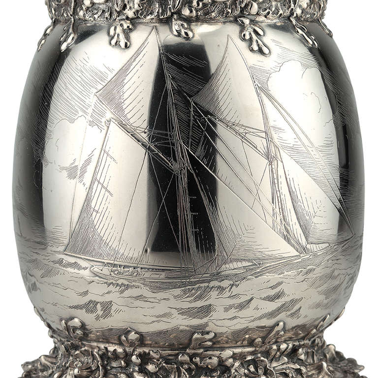 Water Pitcher with Classic Racing Yachts
In 1867, Tiffany & Co. was the first US firm to win an award for the excellence in silverware at the Exposition Universelle in Paris. 