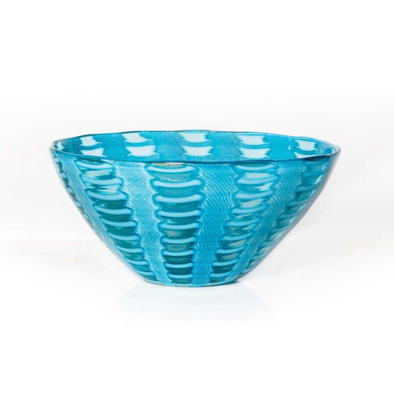 Vintage Murano glass bowl with beautiful caning.