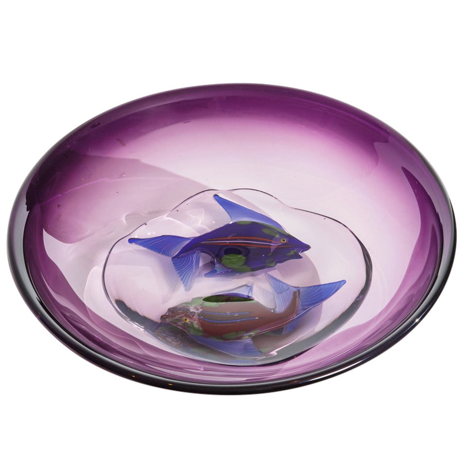 Large Alexandrite Fish Bowl by Alfredo Barbini For Sale