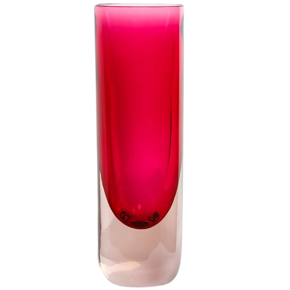 Tall Sommerso Murano Glass Vase by Flavio Poli for Seguso For Sale