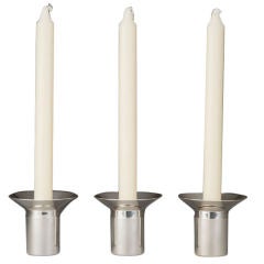 Retro Set Of Three Modern Georg Jensen Candlesticks