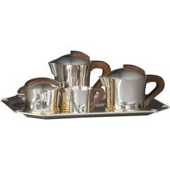 Original Four Piece Jean E. Puiforcat Tea & Coffee Set On Tray