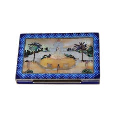 Box with Mother of Pearl Scene Depicting Palace & Palm Trees