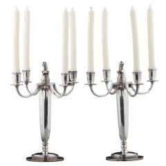 Pair of Unique GEORG JENSEN Four-light Candelabra