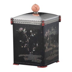 Vintage Art Deco Caddy with 18th Century Chinoiserie Lacquer
