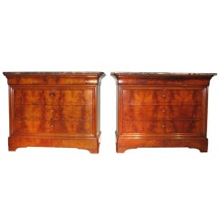 Pair of 19th c. French Louis Philippe Walnut Commodes