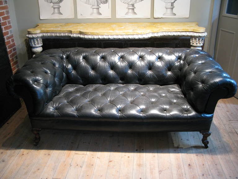 19th c. English Country House Leather Chesterfield For Sale 5