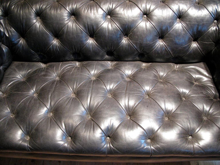 19th Century 19th c. English Country House Leather Chesterfield For Sale