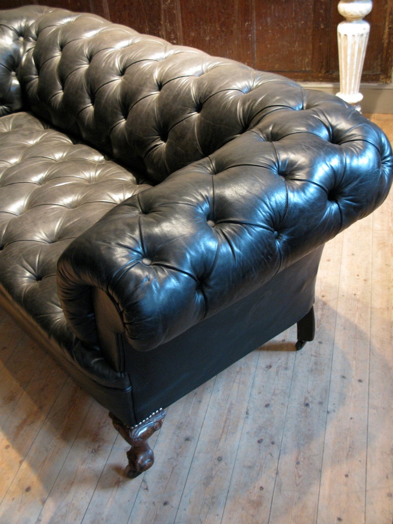 19th c. English Country House Leather Chesterfield For Sale 2