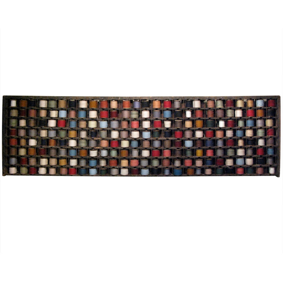 Stunning 19th c. Belgium wooden Rack with Cotton Spools