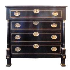 Fine quality 19th Cent Ebonised and Brass Commode