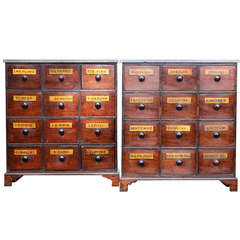 Pair of 19th Century English Pharmacy Cabinets