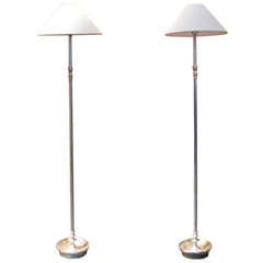 Vintage Good pair of Mid 20th Cent French Silver plated Standing Lamps