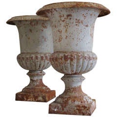 Wonderful pair of Large 19th Cent English Cast Iron Urns