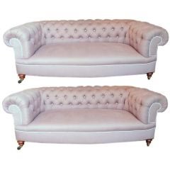 Pair of English Chesterfield sofas