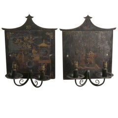 Antique Pair of 18th Cent Chinoiserie Wall Lights