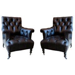 A Pair of French Napoleon III Leather Armchairs